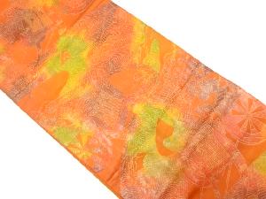 流水に御所車模様織り出し　袋帯